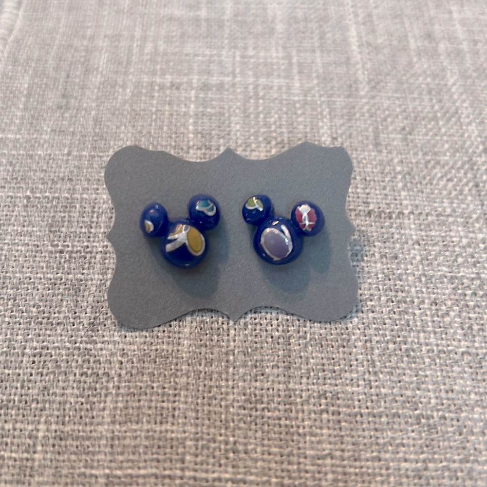 Mickey Blue Stud Handcrafted Earrings